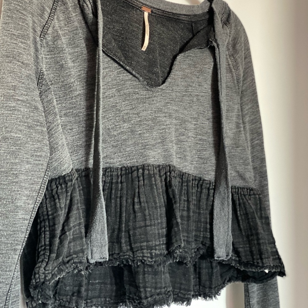 Free People Distressed Cropped Long Sleeve